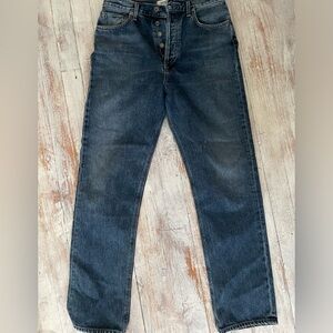 Agolde Women's 90 Pinch Waist Straight Leg Jeans in Dark Blue Wash 27